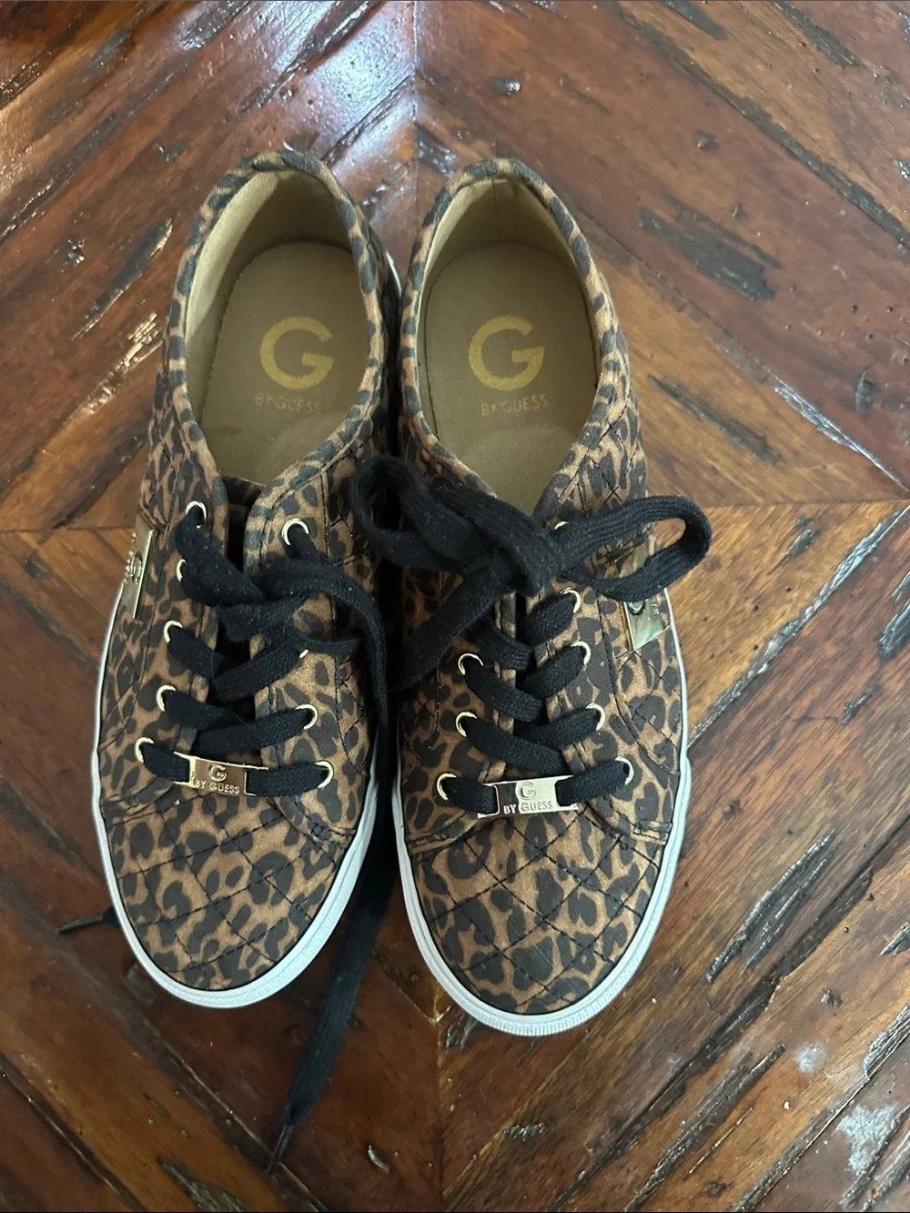Guess Leopard-Print Lace-Up Sneakers in Brown and Black